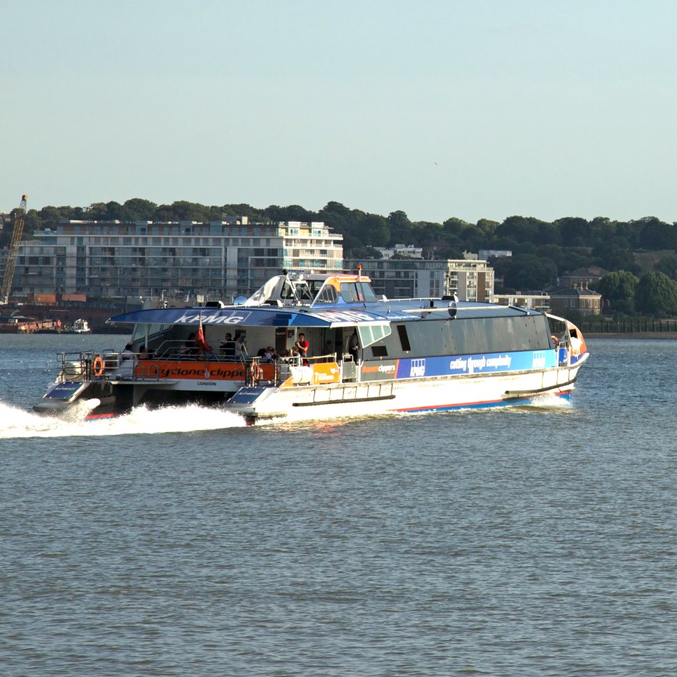 Thames river bus arriving at Greenwich
